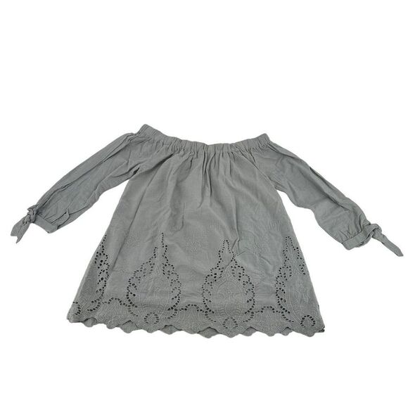 Wishlist Tunic Top Lace Embroidered Trim Off The Shoulder Dusty Blue Size M Boho - Picture 1 of 7